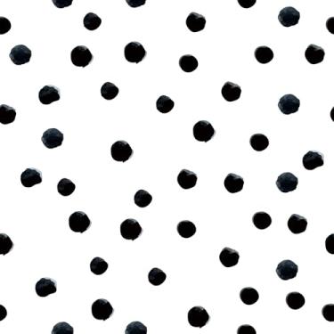Imagem de ICOOP Papel de parede de berçário preto e branco papel de parede de bolinhas para quarto, berçário, sala de aula, locais de contato, papel de contato descasque e cole minimalista preto e branco para