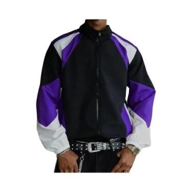 Imagem de Jaqueta Masculina Leve Com Blocos De Cores, Casual, Resistente Ao Vent