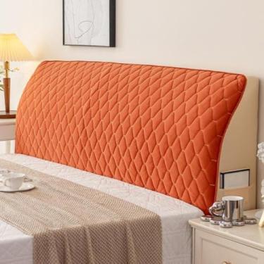 Imagem de Cabeceira completa estofada, capa protetora para cabeceira, lavável na máquina e resistente a rugas, para decoração de quarto, dormitório e aluguel de casa - laranja||220 cm