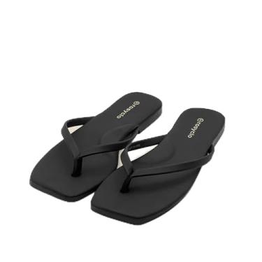 Imagem de Chinelo feminino, bico quadrado, espuma viscoelástica, suporte de arco, sandálias femininas de verão 2026, tendência de couro vegano, leve, macio, confortável, nuvem, chinelos femininos para praia