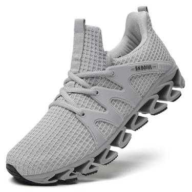 Imagem de SKDOIUL Tênis de corrida esportivo masculino de malha respirável para corredores de trilha, Cinza claro 02, 41
