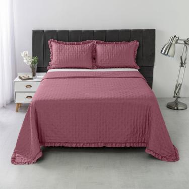 Imagem de Kit Colcha Cobre Leito 200 fios Queen 3 Peças Bella Rosa