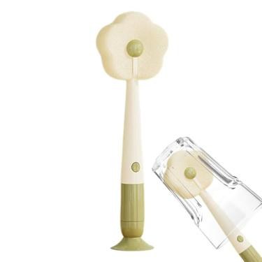 Imagem de Escova de limpeza de copos | Escova de limpeza de garrafa de água, esponja de sucção multifuncional, esfregão em forma de flor para pia de cozinha, café, viagem, vinho