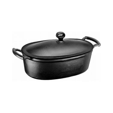 Imagem de Caçarola de Ferro Fundido Oval com Alça Tampa de Ferro 5,0 L
