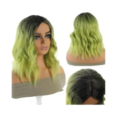 Imagem de Peruca Verde Chique E Assustadora Com Franja, Cabelo Sintético Resiste