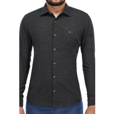 Imagem de Camisa Manga Longa Essencial Slim Flanelada Masculina Ogochi 001530112 Preta-Masculino