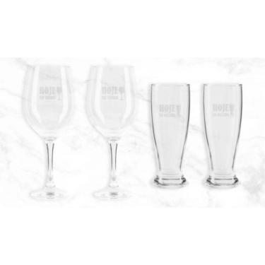 Imagem de Jogo De Copos De Vidro P/ Vinho / Cerveja - 4 Pçs Welf