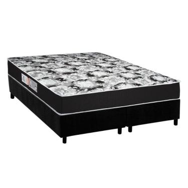 Imagem de Cama Box Queen: Colchão Espuma Luckspuma D45 Gran Luck Pro + Base Crc Suede Black(158X198)
