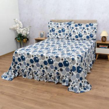 Imagem de Colcha Cobre Leito King Super King Babado Micropercal Estampado - Bem 