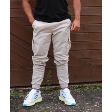 Imagem de Calça cargo jogger masculina 6 Bolsos sarja skate casual 2025Hip-Hop E