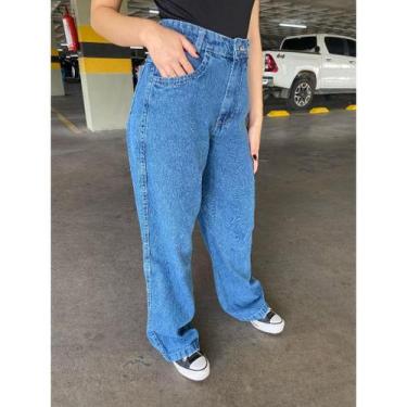 Imagem de Calça Wide Leg jeans marmorizada Pantalona boca larga cintura alta pre
