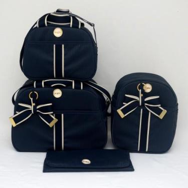 Imagem de Kit Bolsa Maternidade Menino Laço 4 Peças Luxo - Isadora Baby