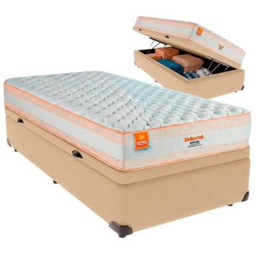 Imagem de Cama Box Baú Solteirão e Colchão Denver Molas Ensacadas Inducol Ocre