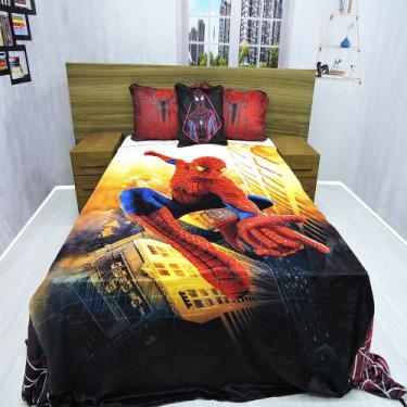 Imagem de Manta Casal Fronha E Almofada Homem Aranha Cobertor Fleece 4pç - Fanta