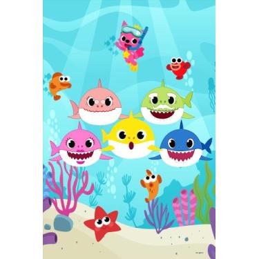 Imagem de Painel Festa Retangular Para Casado 1,5x2,2m Baby Shark 3 - Fantasia B