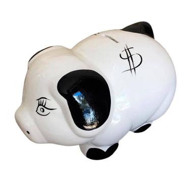 Imagem de Cofre Porquinho Em Cerâmica Decorativo De Moedas Black