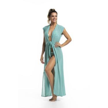 Imagem de Saída de Praia Longa Manga Curta - Cor De Cacau, M, Erva cidreira