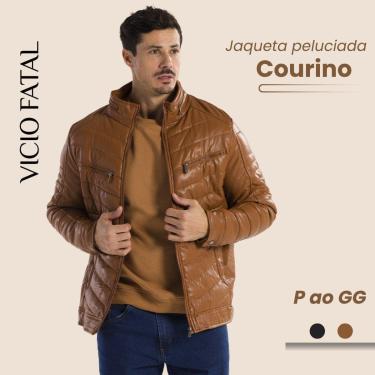Imagem de Jaqueta Couro Masculina Forrada Casaco Impermeável Peluciada-Masculino