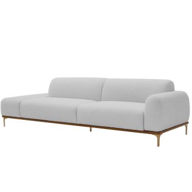 Imagem de Sofá Living Unne 3 Lugares 210cm Terminal Direito Bouclé Cinza Claro - Nexta Casa Cor Cinza