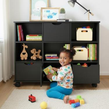 Imagem de Nicho Organizador Para Quarto Infántil 3 Gavetas Preto