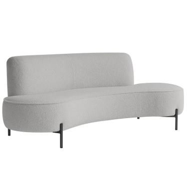 Imagem de Sofá Orgânico 2 Lugares 150cm Argos Pés Preto Bouclé Cinza Claro - Nexta Casa