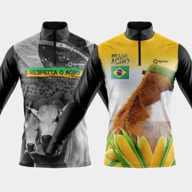 Imagem de Combo 2 Camisas Agro Manga Longa Proteção UV Respirável Slim Gola Crew