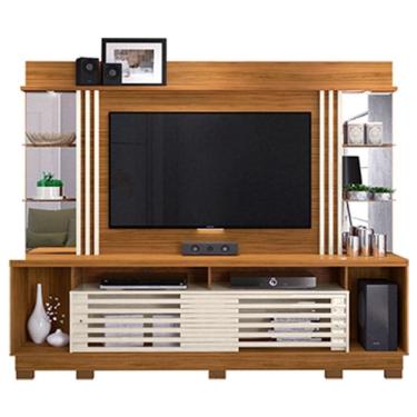 Imagem de Estante Home Theater Frizz Gold com Pés Naturale Off White – Madetec