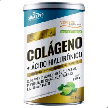 Imagem de Colageno Hidrolisado e Acido Hialuronico 450g Shark Pro, Limão