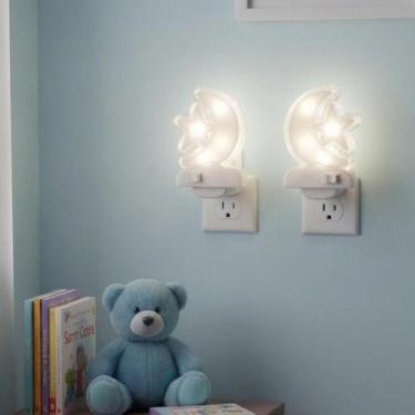 Imagem de Kit 2 Abajur Infantil Lua e Estrela de LED Noturno Bivolt Para Quarto 