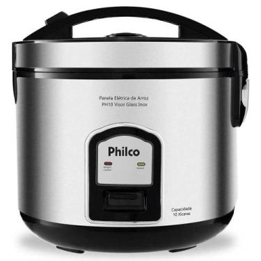 Imagem de Panela De Arroz Elétrica Philco Ph 10 Xícaras Preta/Inox, 110V