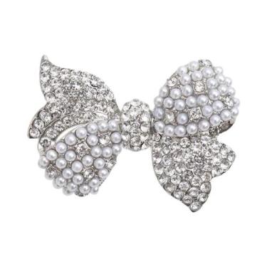 Imagem de Broche De Laço Com Pérolas E Strass Para Mulheres, Acessório De Joias 
