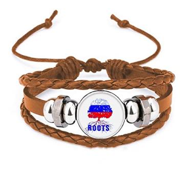 Imagem de un brand Pulseira de couro com bandeira russa falsa, arte déco, moda, pulseira de couro