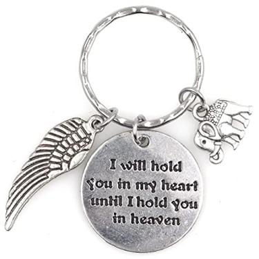 Imagem de I Will Hold You in My Heart till I Hold You in Heaven Angel Wing Elephant chaveiro 115M