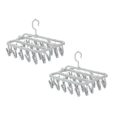 Imagem de 2 Varais Dobráveis Roupas Intimas 26 Prendedores - Branco