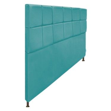Imagem de Cabeceira Damares 195cm King Size Botonê Suede Azul Turquesa