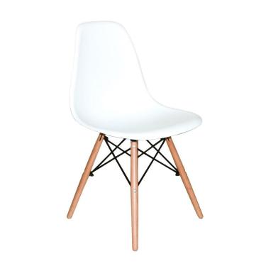 Imagem de Kit 4 Cadeiras Charles Eames ABS B Madeira Umix 331F Branca