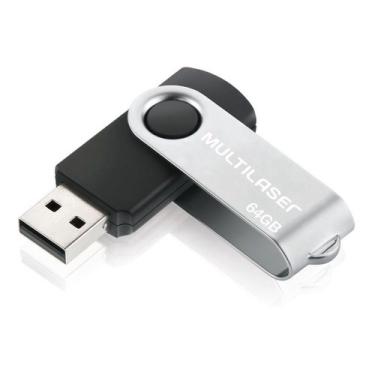 Imagem de Pendrive Multilaser Twist Pd590 64gb 2.0 Preto E Prateado