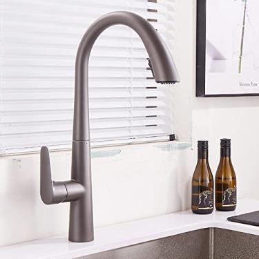 Imagem de Torneira de cozinha de ouro preto montado no convés torneira misturadora de 360 ​​graus de rotação bico de pia de cozinha torneiras quentes e frias, cinza, china
