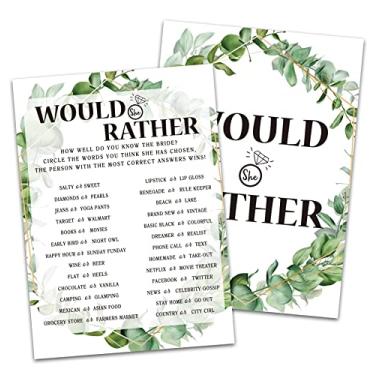 Imagem de Bridal Shower Game Cards, Would She Rather Game, Tropical Jungle Theme Engagement Party Cards For Wedding, Set of 30 Cards(Leaf003)
