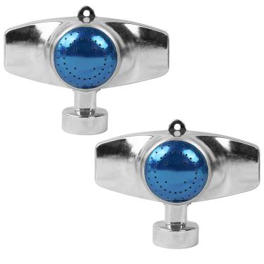 Imagem de Hourleey Aspersores de ponto de metal de 360 graus, pacote com 2 irrigadores de padrão circular com fluxo de água suave para rega de jardim de área pequena, cobertura de até 30 pés (azul)