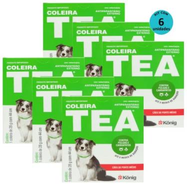 Imagem de Kit Coleira Contra Pulgas E Carrapatos TEA 327 Cães De Porte Médio König 28g C/ 44cm C/ 6 unidades