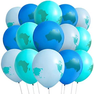 Imagem de BLUE PANDA 50 Pack Globe Balloons for Earth Day Decorations, Classroom Events - Around the World Party Supplies (12 In) - Earth Balloons