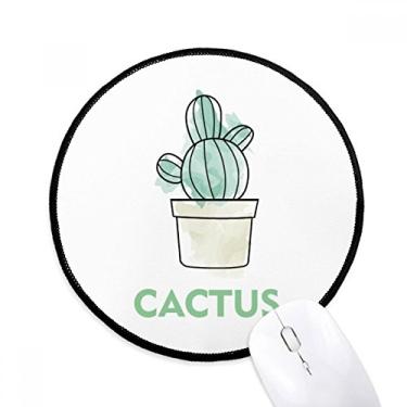 Imagem de Mouse pad aquarela para suculentas de cacto em vaso para mesa de escritório tapete redondo para computador