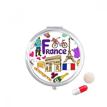 Imagem de Porta-comprimidos com a bandeira nacional da França Love Heart Landscap