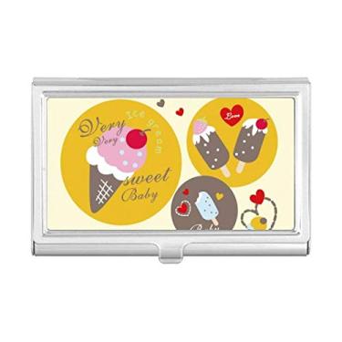 Imagem de Porta-cartões de visita com picolé e sorvete com coração cereja, Protetor de Cartão