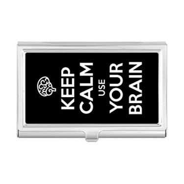 Imagem de Carteira preta com porta-cartões Keep Calm Use Your Brain com citação Keep Calm