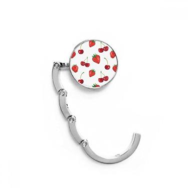 Imagem de Gancho de mesa com estampa de frutas vermelhas de morango, gancho decorativo com fecho dobrável