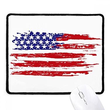 Imagem de Mousepad de borracha para jogos Stars and Stripes Air Brushing America Flag Mousepad com borda costurada