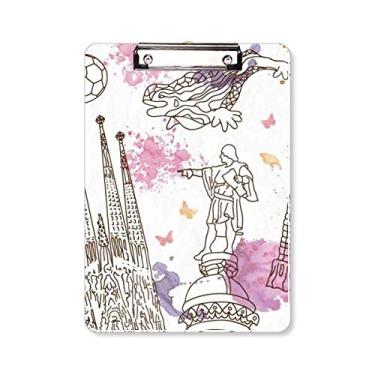 Imagem de Estátua de futebol da Catedral de Barcelona, Espanha, pasta de prancheta, placa de apoio A4