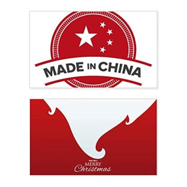 Imagem de Feito na China Emblema Estrelas Chinesas Feriado Feliz Natal Cartão de Feliz Feliz Natal Mensagem Letra de Natal
